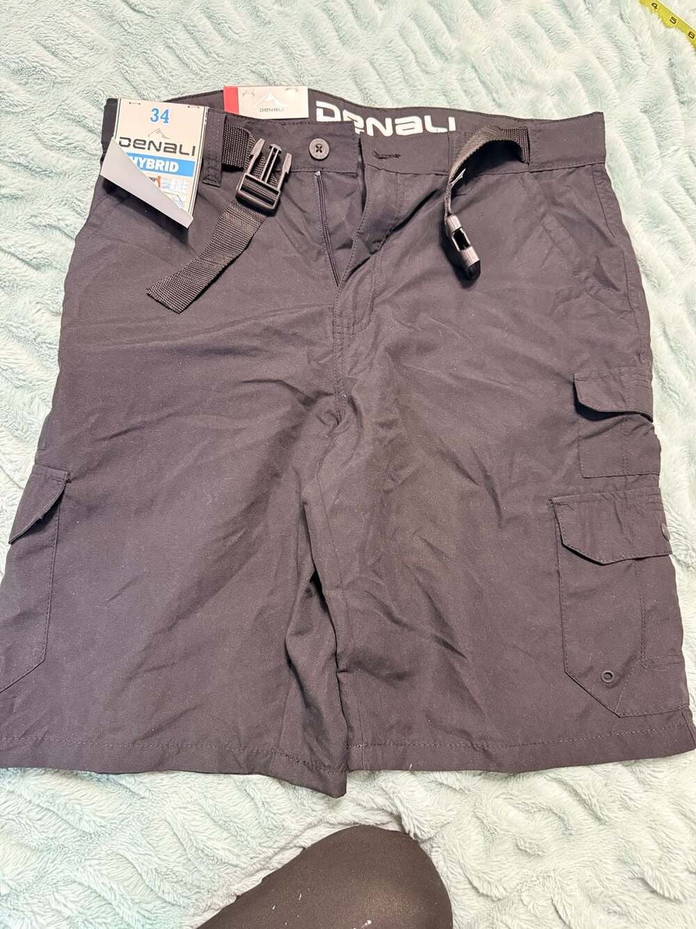 Denali Hybrid Cargo Shorts Black Size 34 With Belt NWT